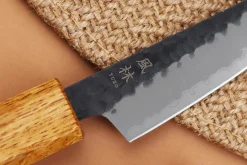 Couteau d'office 8cm japonais artisanal Yuzo Black AS chêne brûlé