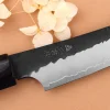 Couteau d'office 9,5cm japonais artisanal Nigara Hamono Black Tsuchime SG2 manche en noyer