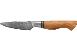 Couteau d'office 9,5cm Ryda Knives ST650 Damas et manche en olivier