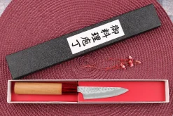 Couteau d'office japonais artisanal Tsunehisa Aogami Super martelé 8cm