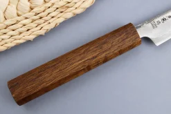 Couteau d'office japonais artisanal Wusaki Unagi AUS10 damas 8cm manche chêne