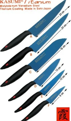 Couteau d'office Kasumi Titanium bleu lame 12cm