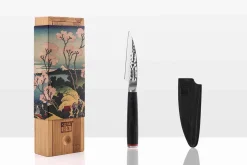 Couteau d'office Kotai lame martelée 10cm manche pakkawood avec fourreau