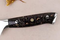 Couteau à désosser Wusaki Sakin Damas 10Cr 15cm manche en fibre de carbone et feuille d'or