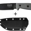Couteau Esee 4 ESEE-4P-B lame acier carbone noir 11,6cm manche micarta gris + étui