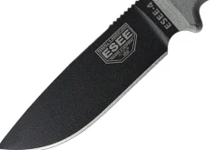 Couteau Esee 4 ESEE-4P-B lame acier carbone noir 11,6cm manche micarta gris + étui