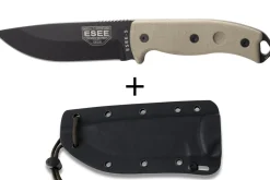 Couteau Esee 5 ESEE-5P-E lame acier carbone noir 13,7cm manche micarta gris + étui