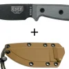 Couteau Esee 3 ESEE-3P-MB lame acier carbone noir 8,8cm manche micarta gris + étui marron