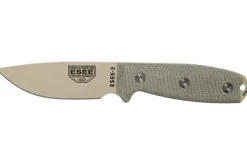 Couteau Esee 3 ESEE-3PM-DT lame acier carbone désert 8,8cm manche micarta gris + étui