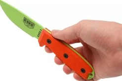 Couteau Esee 3 ESEE-3PM-VG lame acier carbone venom green 8,8cm manche G10 orange + étui
