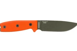 Couteau Esee 4 ESEE-4P-OD lame acier carbone vert 11,6cm manche G10 orange + étui