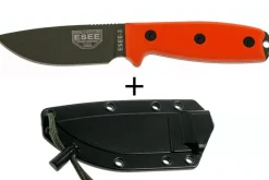 Couteau Esee 3 ESEE-3P-OD lame acier carbone vert 8,8cm manche G10 orange + étui