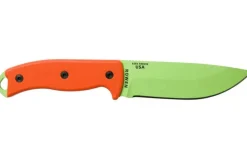 Couteau Esee 5 ESEE-5P-VG-E lame acier carbone venom green 13,7cm manche G10 orange + étui