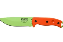 Couteau Esee 5 ESEE-5P-VG-E lame acier carbone venom green 13,7cm manche G10 orange + étui