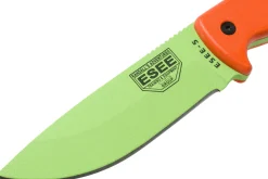 Couteau Esee 5 ESEE-5P-VG-E lame acier carbone venom green 13,7cm manche G10 orange + étui