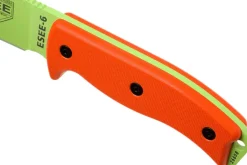 Couteau Esee 6 ESEE-6P-VG lame carbone venom green 16,5cm manche G10 orange + étui