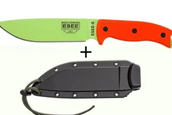 Couteau Esee 6 ESEE-6P-VG lame carbone venom green 16,5cm manche G10 orange + étui
