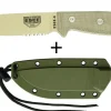 Couteau Esee 4 ESEE-4S-DT lame semi-dentée acier carbone désert 11,6cm manche micarta gris + étui