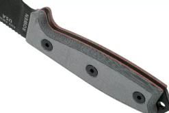 Couteau Esee 3 ESEE-3S-MB lame semi-dentée acier carbone noir 8,8cm manche micarta gris + étui marron
