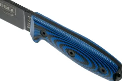 Couteau Esee 4 4PB-008 lame acier carbone 11,6cm manche G10 bleu et noir + étui