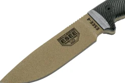 Couteau Esee 4 4PDE-001 lame acier carbone dark earth 11,6cm manche G10 noir + étui