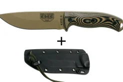 Couteau Esee 5 5PDE-005 lame acier carbone 13,2cm manche G10 coyote/noir + étui