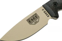 Couteau Esee 3 3PMDT-004 lame acier carbone 8,8cm manche G10 noir et rouge + étui