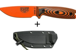 Couteau Esee 3 3PMOR-006 lame acier carbone 8,8cm manche G10 noir et orange + étui