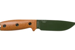 Couteau Esee 4 4POD-011 lame acier carbone vert 11,6cm manche micarta marron + étui