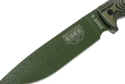Couteau Esee 6 6POD-003 lame acier carbone 16,5cm manche G10 vert et noir + étui