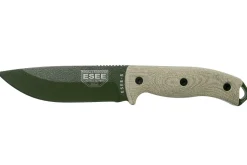 Couteau Esee 5 5POD-017 lame acier carbone 13,2cm manche micarta vert clair + étui