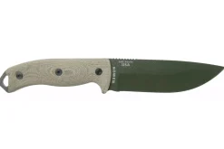 Couteau Esee 5 5POD-017 lame acier carbone 13,2cm manche micarta vert clair + étui