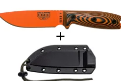 Couteau Esee 4 4POR-006 lame acier carbone orange 11,6cm manche G10 orange/noir + étui