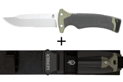 Couteau Gerber New Ultimate GE001830 lame semi-dentée 12cm manche en polypropylène + étui en nylon