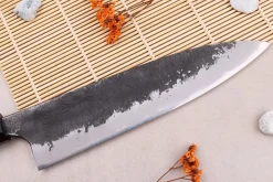 Couteau gyuto 21cm japonais artisanal Naoki Mazaki WS2 Black Nashiji