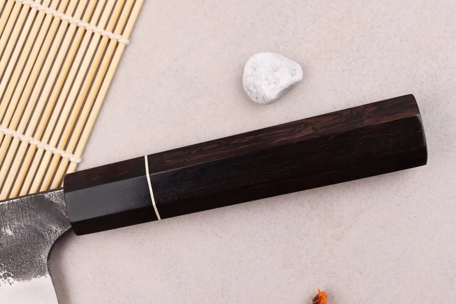 Couteau gyuto 21cm japonais artisanal Naoki Mazaki WS2 Black Nashiji