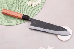 Couteau gyuto 21cm japonais artisanal Masashi Yamamoto BS1 Black Nashiji