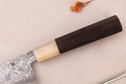 Couteau gyuto 18cm japonais artisanal Tanaka Shigeki SG2 Kurozome Damas ébène