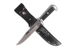 Couteau Herbertz Bowie 106415 lame 15,5cm manche zinc et cuir + étui en cuir