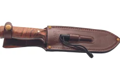 Couteau Herbertz 585518 lame damassée 17,9cm manche cerisier + étui en cuir + allume-feu
