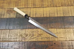 Couteau japonais sahimi 24cm haut de gamme JIKKO Montan acier Blue 2 Steel manche magnolia