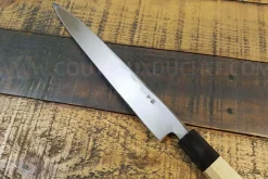 Couteau japonais sahimi 24cm haut de gamme JIKKO Montan acier Blue 2 Steel manche magnolia