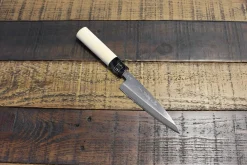 Couteau Kaisaki japonais artisanal JIKKO Betsuuchi lame 12cm en White Steel manche magnolia