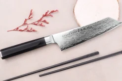 Couteau kengata santoku 16cm japonais Sakai Takayuki Grand Chef Seigaiha Damas 45 couches
