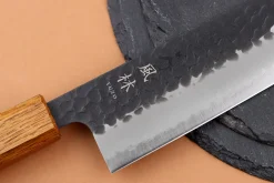 Couteau kiritsuke 21cm japonais artisanal Yuzo Black AS chêne brûlé