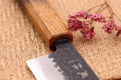 Couteau kiritsuke 21cm japonais artisanal Yuzo Black AS chêne brûlé