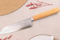 Couteau kiritsuke 18cm japonais artisanal Hado Ginsan Cherry damassé