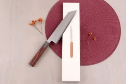 Couteau kiritsuke 20cm japonais artisanal Hado Shiosai VG10 manche bois de pakka