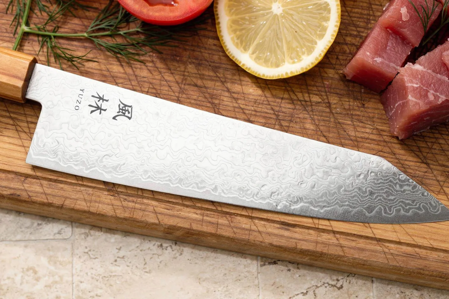 Couteau kiritsuke gyuto 21cm japonais Yuzo Ryuho Damas SG2