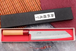 Couteau kiritsuke japonais artisanal Tsunehisa Aogami Super martelé 21cm